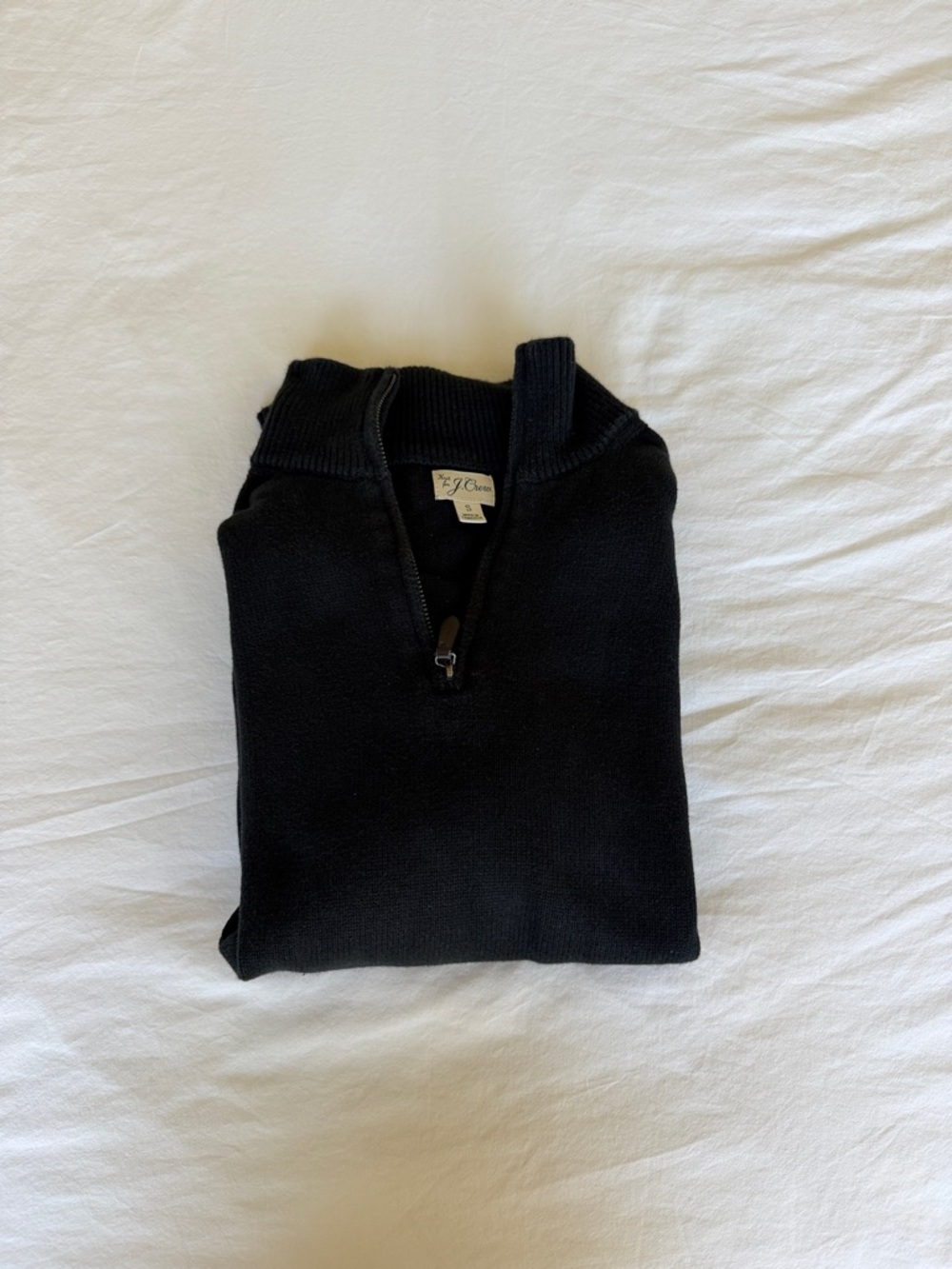 J. Crew Men’s Black Quarter-Zip Knit Sweater